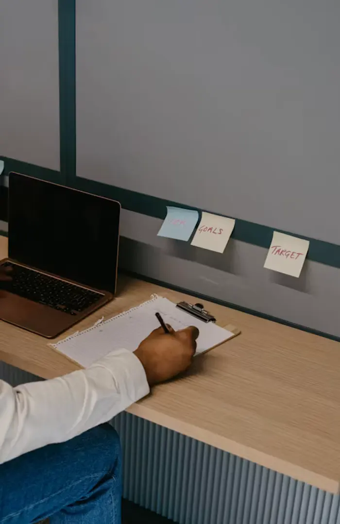 Planning goals and targets at a desk