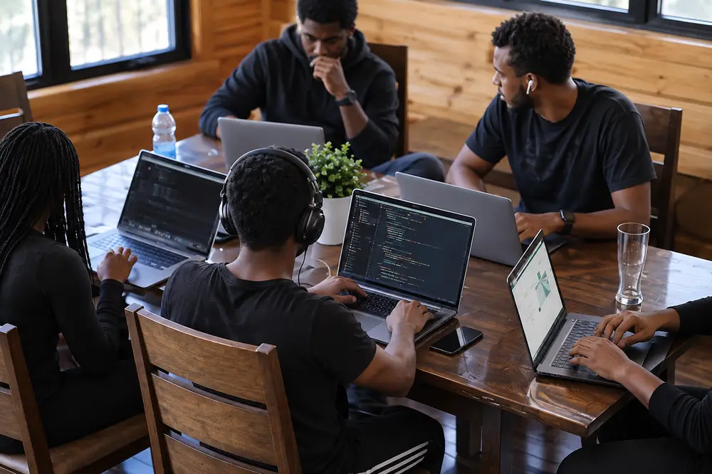 Team collaborating on a project